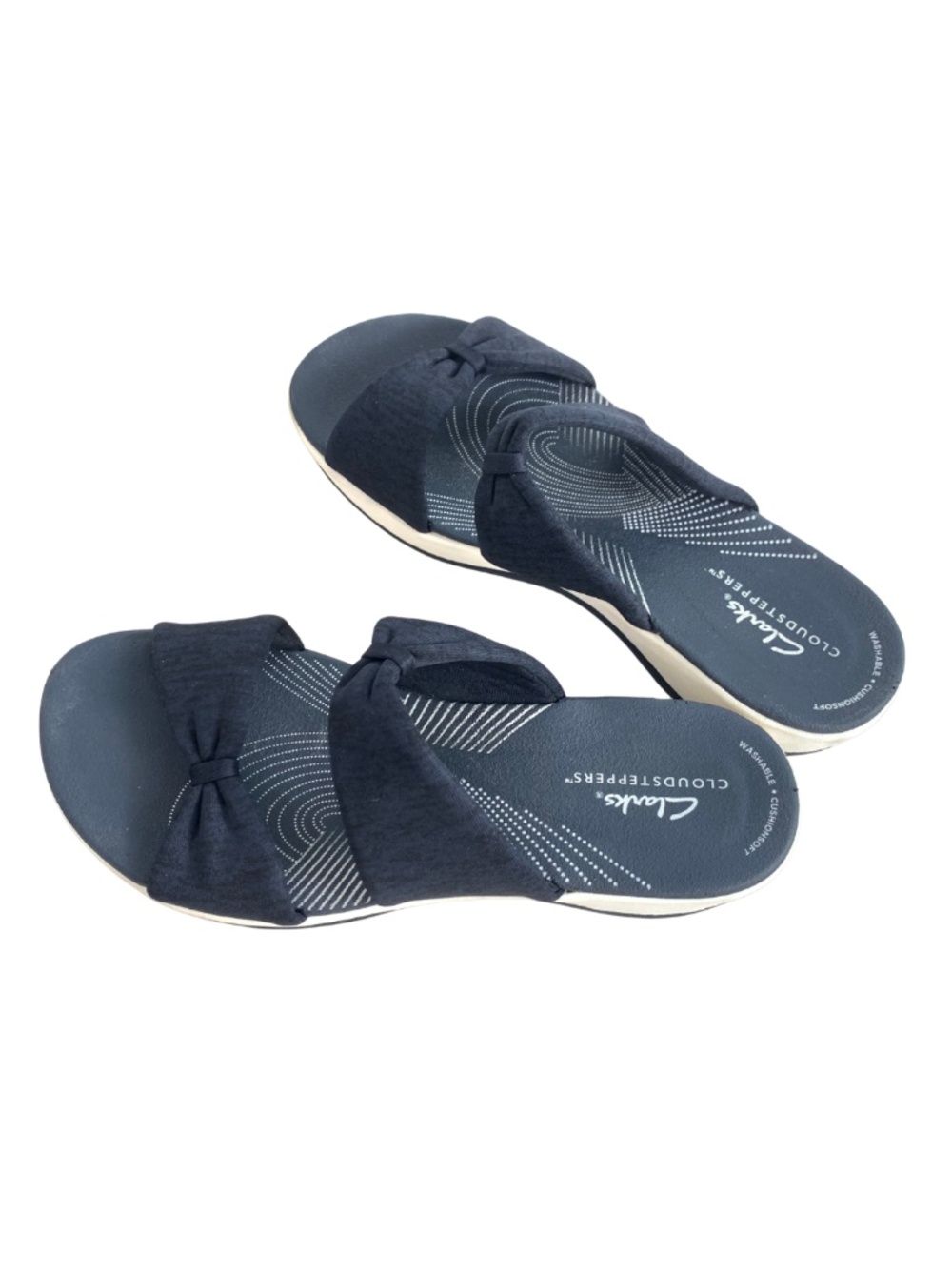 Clarks Cloudsteppers Women's Navy Bow Sandals Size 7M Boho Casual Travel